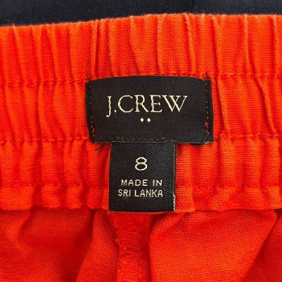 J Crew Linen Blend Pull on Drawstring Pants Size Size 8 Burnt Orange Pockets - Picture 6 of 7